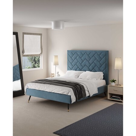 Manhattan Comfort Crosby Queen-Size Bed in Blue BD009-QN-BL